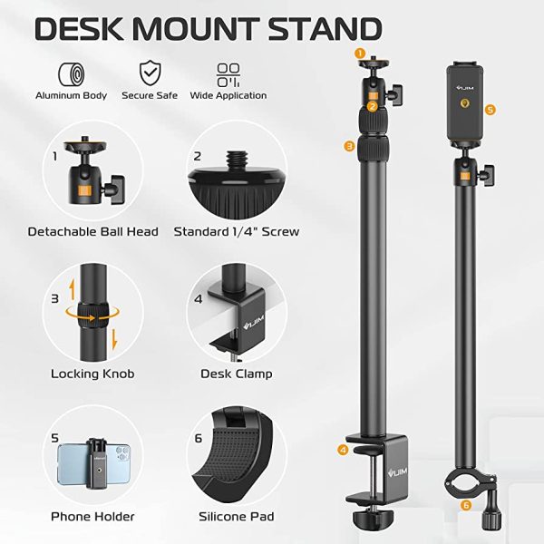 New! Overhead Desk Mount Stand for DSLR, DSLR & Ring Lights (Ulanzi VIJIM-LS02) - Image 5